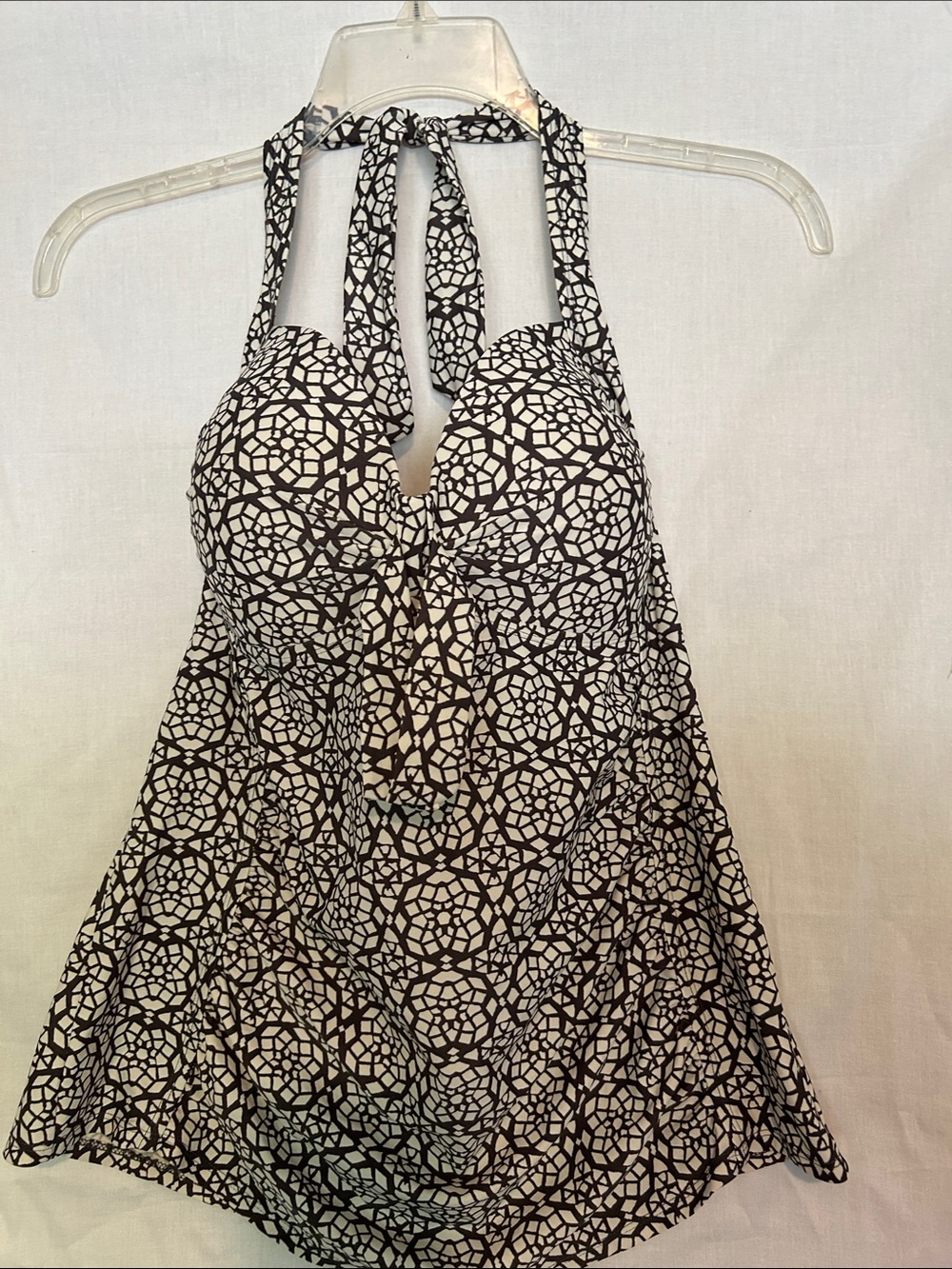Merona Brown and Cream Halter A-Line Swimdress with Geometric Print